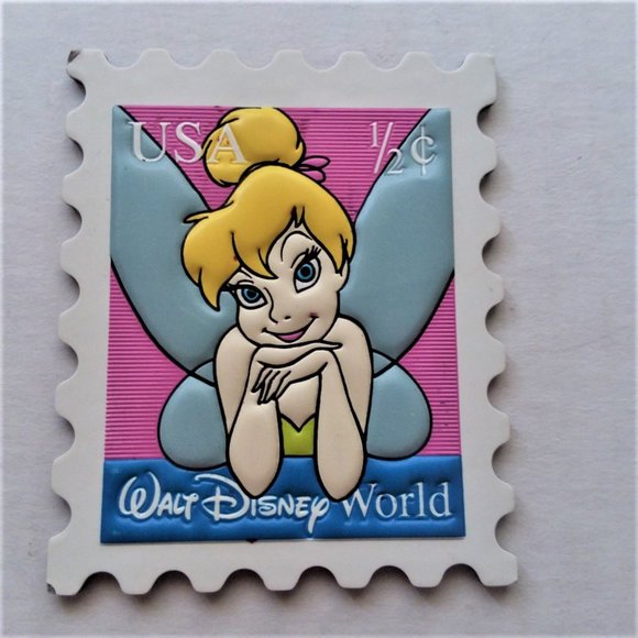 Magnet Tinker Bell Walt Disney World Parks Postal Stamp Theme Gift Souvenir VTG - Picture 1 of 3
